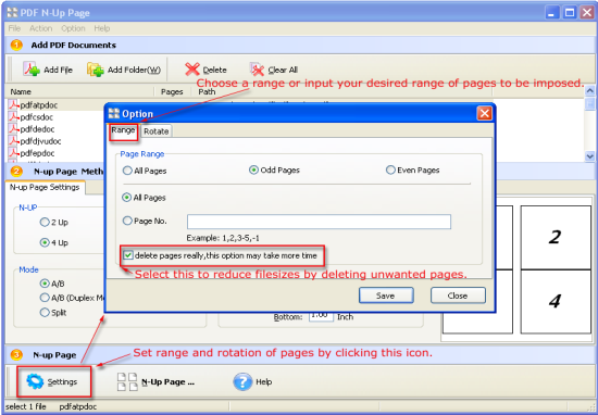 choose page range of A-PDF N-up Page